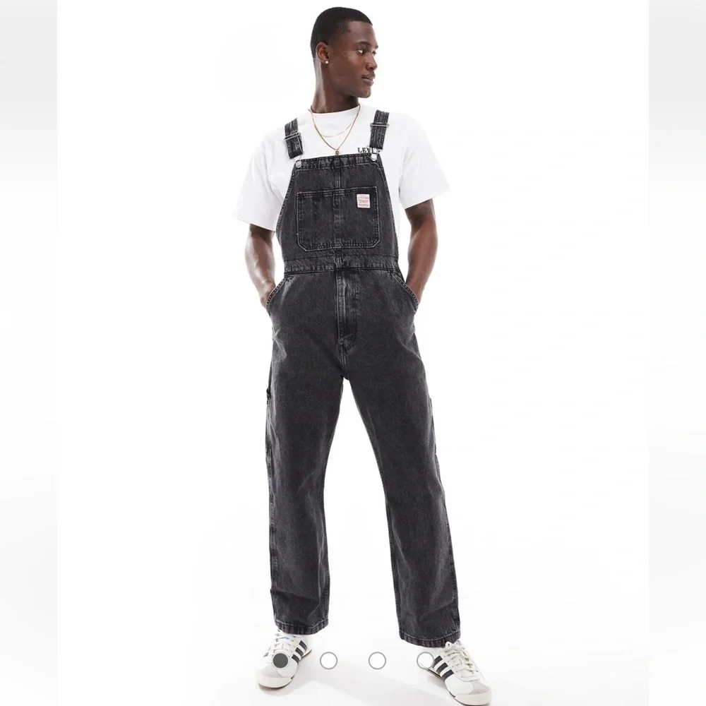 Levi's Red Tab Denim Dungarees In Washed Black